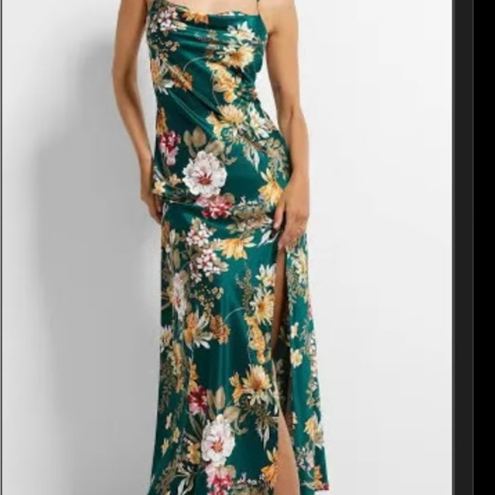 Simons Strapless Floral Dress - Green and White